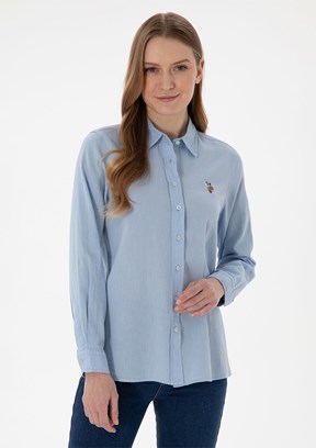 US POLO ASSN Mavi Kadın Uzun Kol Gömlek