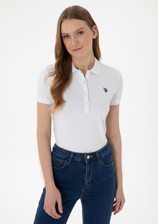 US POLO ASSN - Kadın Beyaz Slim T-Shirt