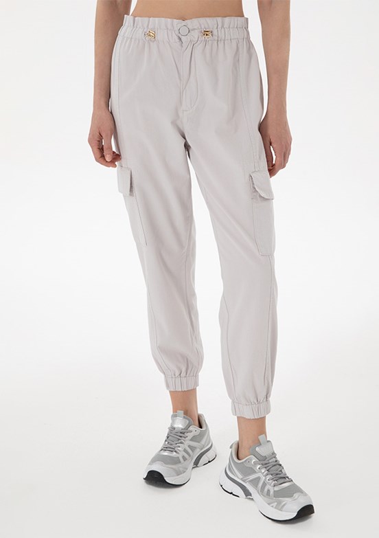 US POLO ASSN Gri Kadın Mom Pantolon