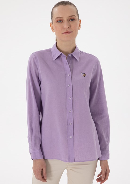 US POLO ASSN Mor Kadın Uzun Kol Gömlek