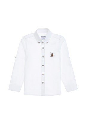 US POLO ASSN Beyaz Erkek Çocuk Dokuma Gömlek