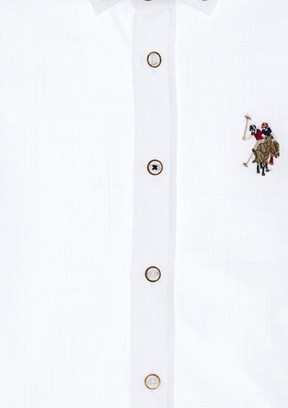 US POLO ASSN Beyaz Erkek Çocuk Dokuma Gömlek