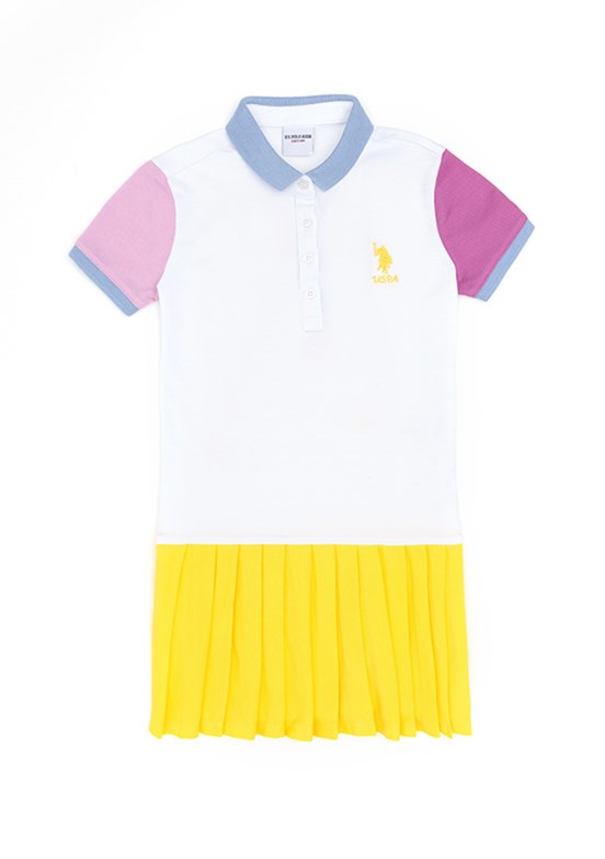 US POLO ASSN Beyaz Kız Çocuk Örme Elbise