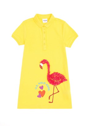 US POLO ASSN Sari Kız Çocuk Örme Elbise