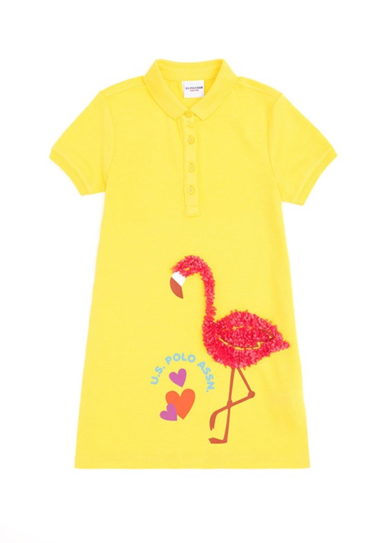 US POLO ASSN Sari Kız Çocuk Örme Elbise