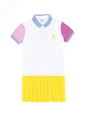 US POLO ASSN Beyaz Kız Çocuk Örme Elbise