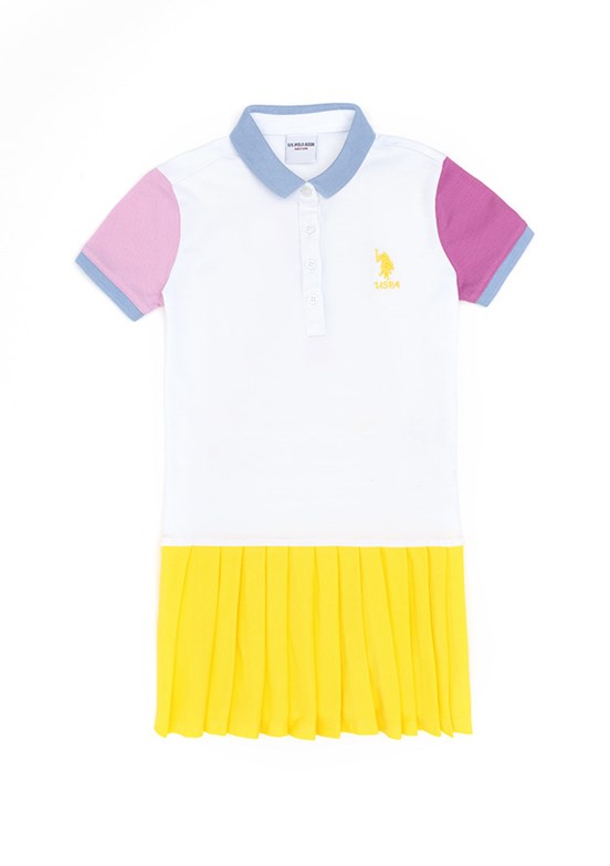 US POLO ASSN Beyaz Kız Çocuk Örme Elbise