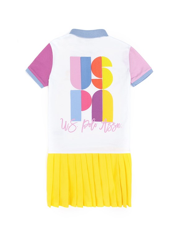 US POLO ASSN Beyaz Kız Çocuk Örme Elbise
