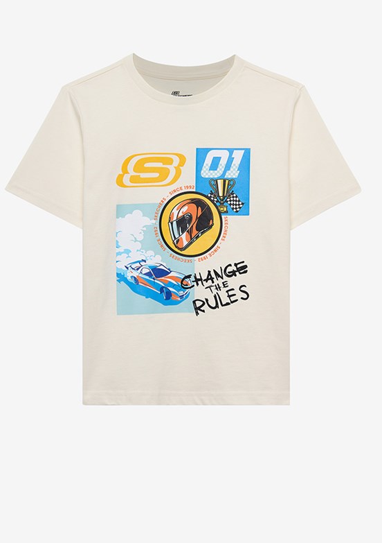 SKECHERS Beyaz Erkek Çocuk Baskılı T-Shirt