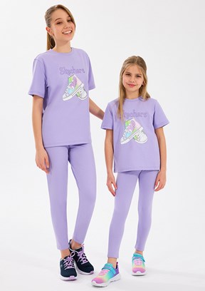 SKECHERS Mor Kız Çocuk Baskılı T-Shirt