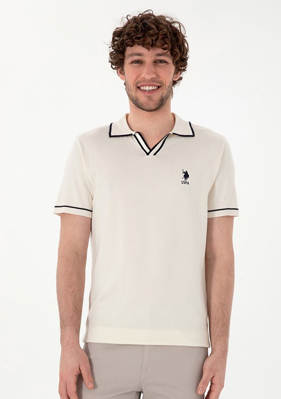 US POLO ASSN Beyaz Erkek Slim Kazak