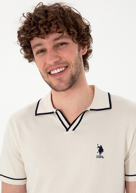 US POLO ASSN Beyaz Erkek Slim Kazak