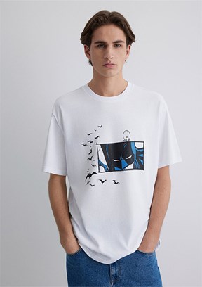 MAVİ Batman Baskılı Beyaz Erkek T-shirt