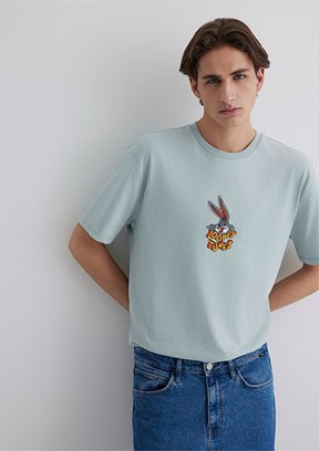 MAVİ Bugs Bunny Baskılı Gri Erkek T-shirt