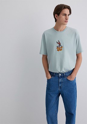 MAVİ Bugs Bunny Baskılı Gri Erkek T-shirt