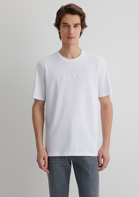 MAVİ Baskılı Beyaz Erkek T-shirt
