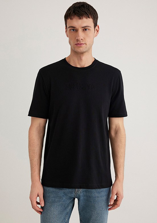 MAVİ Siyah Erkek Bisiklet Yaka T-Shirt