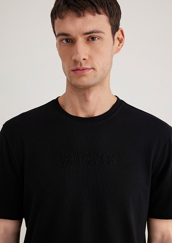 MAVİ Siyah Erkek Bisiklet Yaka T-Shirt