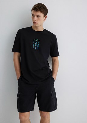 MAVİ Jean Siyah Erkek Baskılı T-shirt