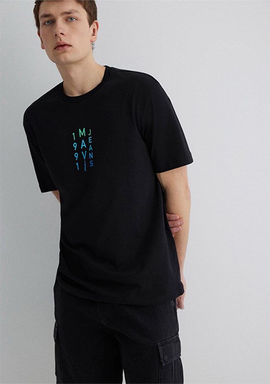 MAVİ Jean Siyah Erkek Baskılı T-shirt