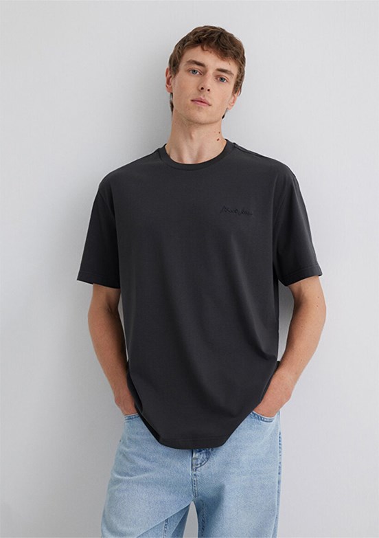 MAVİ Jeans Nakışlı Gri Erkek Baskılı T-shirt