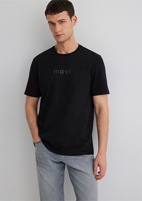 MAVİ Regular Fit Siyah Erkek Baskılı T-shirt