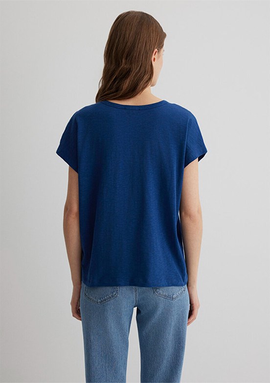 MAVİ V Yaka Gece Mavisi Kadın Basic T-shirt