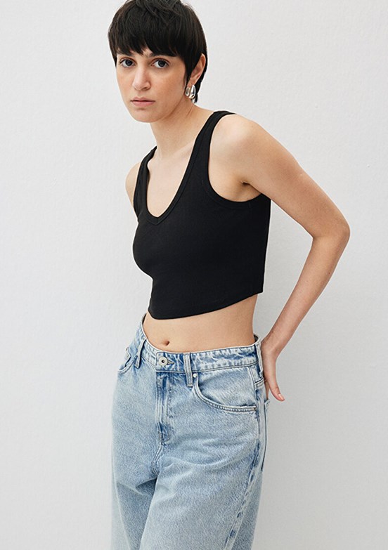 MAVİ - M1612375-900 Kadın Siyah V Yaka T-Shirt