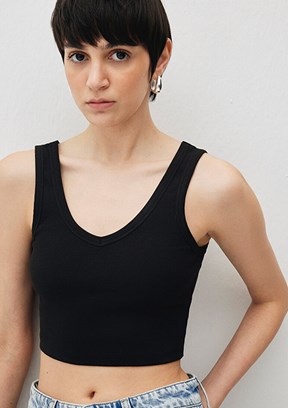 MAVİ - M1612375-900 Kadın Siyah V Yaka T-Shirt