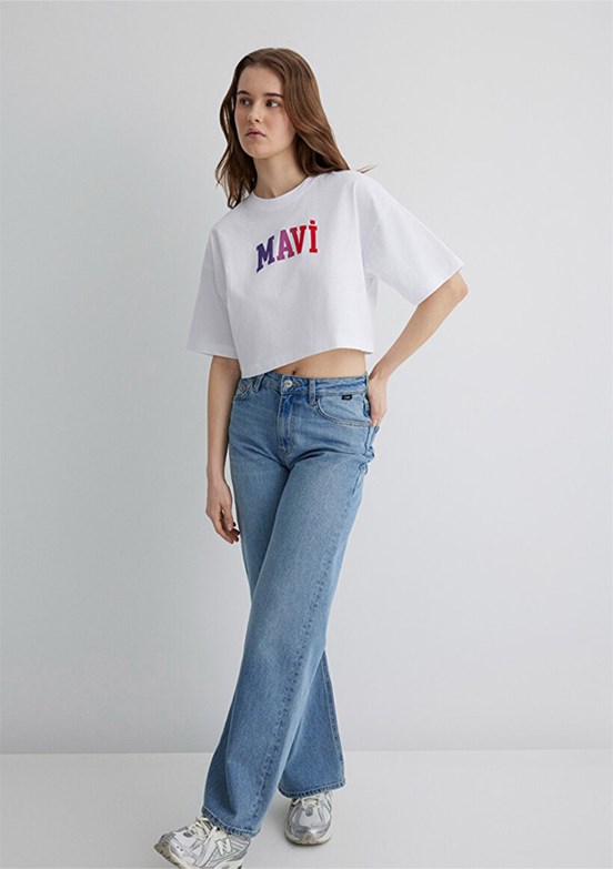 MAVİ Logo Baskılı Beyaz Kadın T-shirt