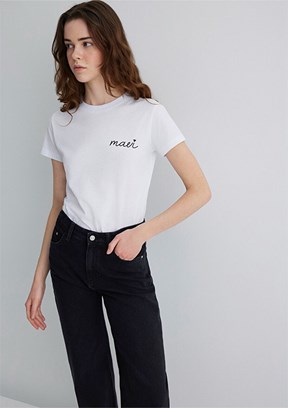MAVİ Beyaz Kadın Baskılı T-Shirt