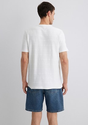 MAVİ Beyaz Erkek Bisiklet Yaka T-Shirt
