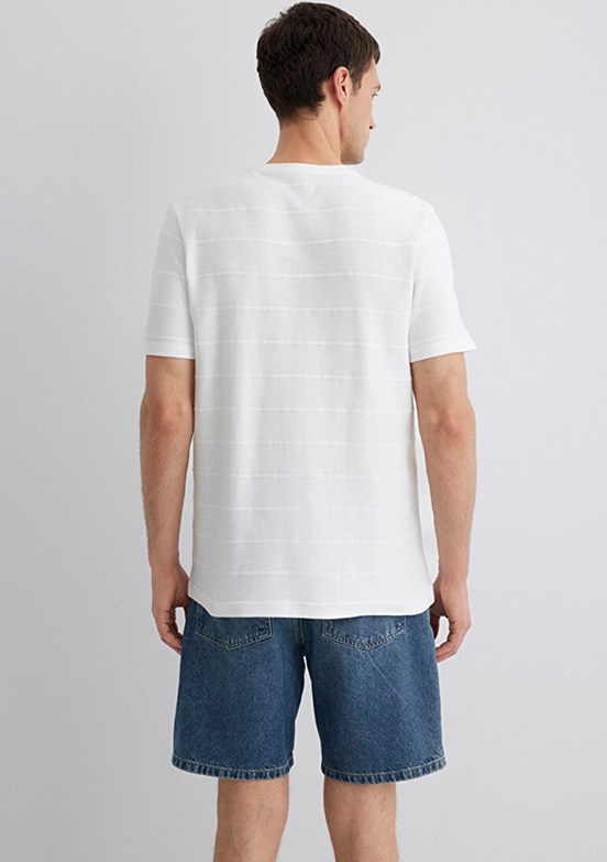 MAVİ Beyaz Erkek Bisiklet Yaka T-Shirt