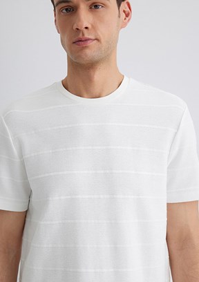 MAVİ Beyaz Erkek Bisiklet Yaka T-Shirt