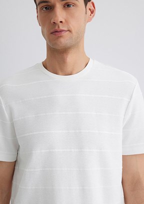 MAVİ Beyaz Erkek Bisiklet Yaka T-Shirt