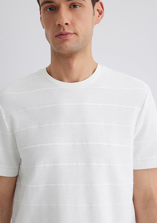 MAVİ Beyaz Erkek Bisiklet Yaka T-Shirt