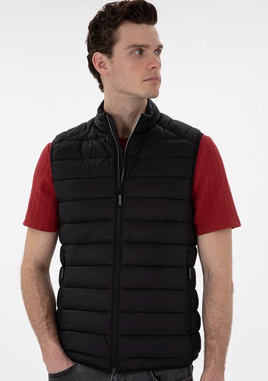 PİERRE CARDİN Siyah Erkek Slim Mont