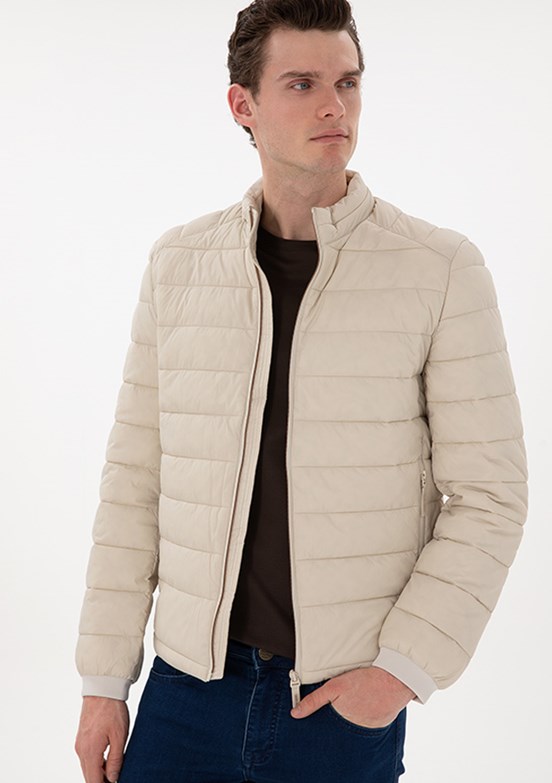 PİERRE CARDİN Bej Erkek Slim Mont