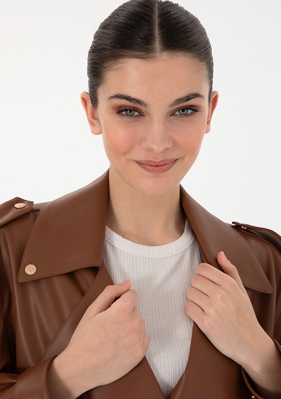 PIERRE CARDIN Kahverengi Kadın A-Form Fit Mont