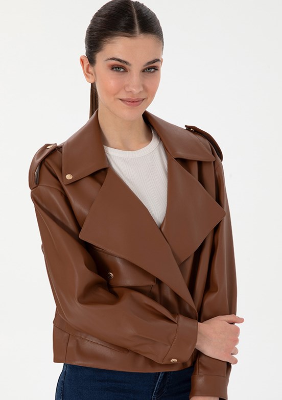 PIERRE CARDIN Kahverengi Kadın A-Form Fit Mont