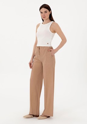 PIERRE CARDIN Bej Kadın Rahat Kesim Pantolon