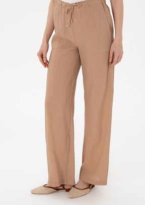 PIERRE CARDIN Bej Kadın Rahat Kesim Pantolon