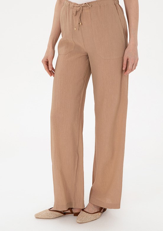 PIERRE CARDIN Bej Kadın Rahat Kesim Pantolon