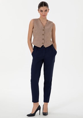 PİERRE CARDİN Kadın Lacivert Cropped Pantolon