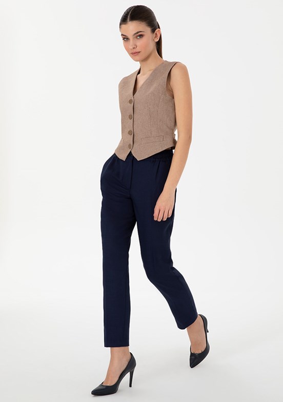 PİERRE CARDİN Kadın Lacivert Cropped Pantolon