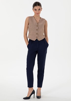 PIERRE CARDIN Lacivert Kadın Cropped Pantolon
