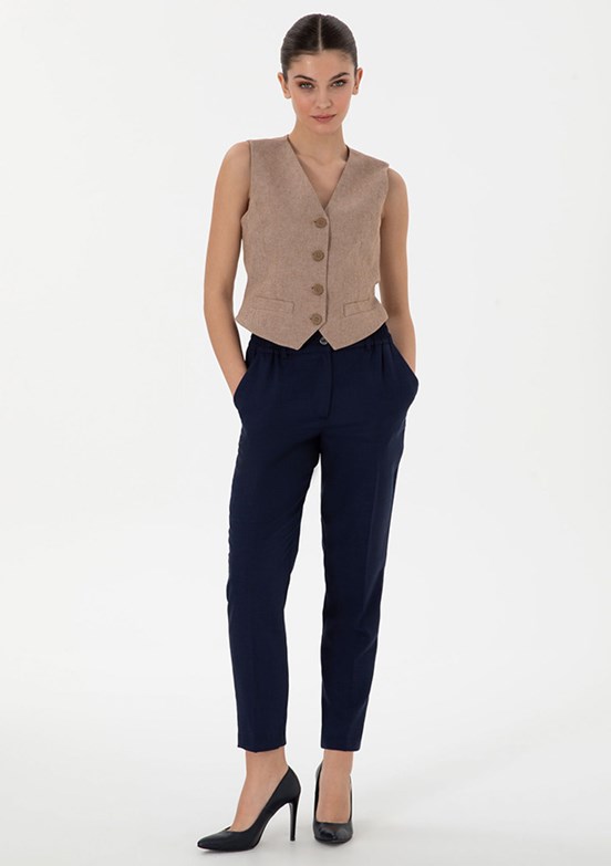 PIERRE CARDIN Lacivert Kadın Cropped Pantolon