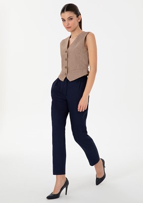 PIERRE CARDIN Lacivert Kadın Cropped Pantolon