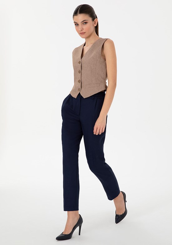 PIERRE CARDIN Lacivert Kadın Cropped Pantolon