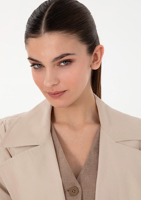 PIERRE CARDIN Bej Kadın Trençkot Kaban